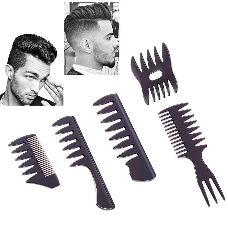 EastyGold Styling Hair Comb Set Salon Barber Hairstylist Comb 5 Pack Professional Hair Brush Retro Hairdressing Hair Care Style Accessory Double-sided for Men Boy Gentleman - Image 1